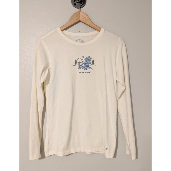 Life Is Good "Snow Good" Ivory Long Sleeve Tee - Picture 1 of 5